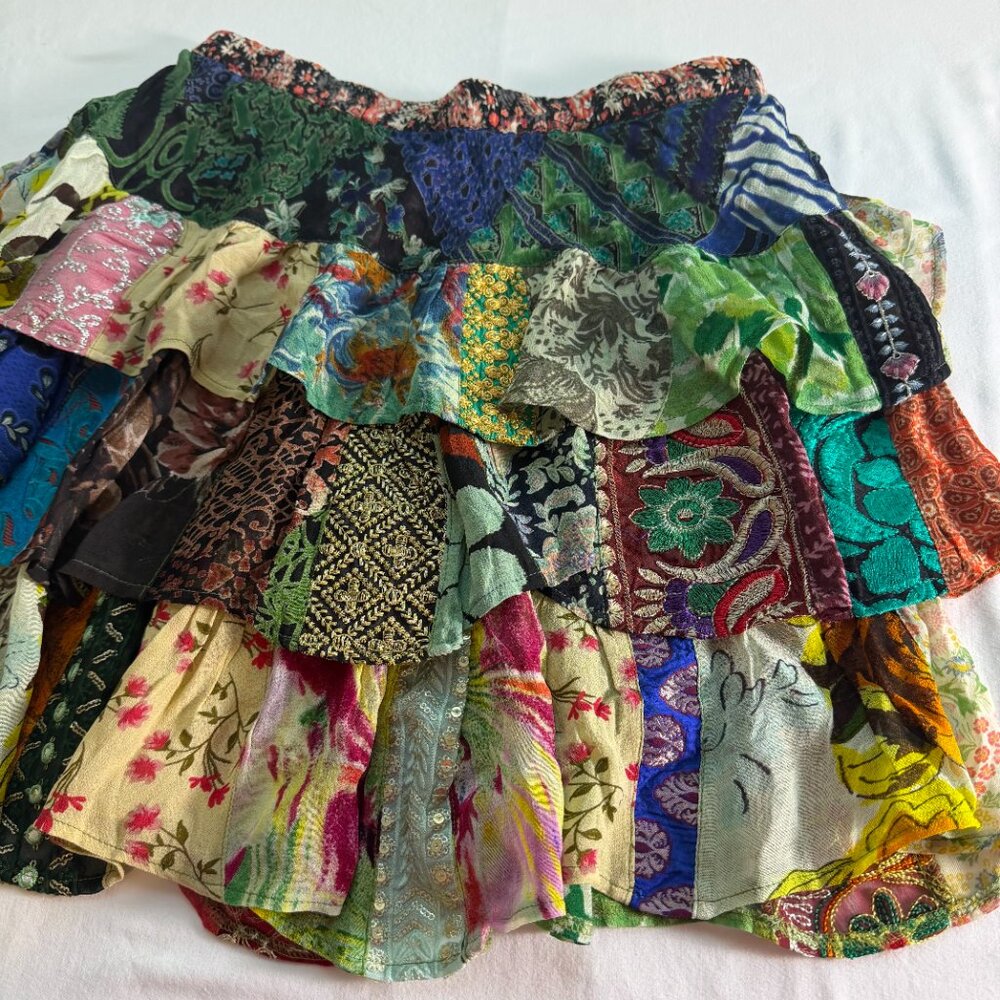 Young Threads Patchwork Boho Skirt XL Festival Hi… - image 2